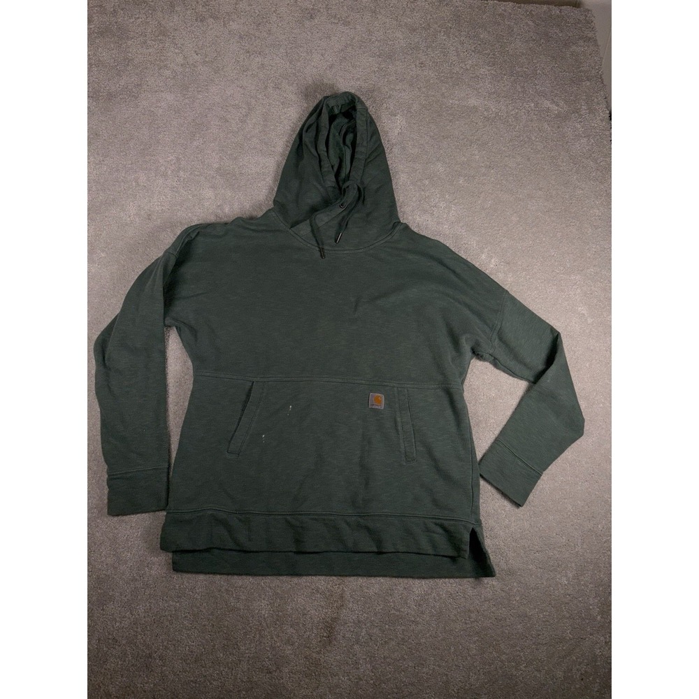 Carhartt Women's Newberry Cowl Neck Hoodie‎ Green Pullover M *bleach Spot Show